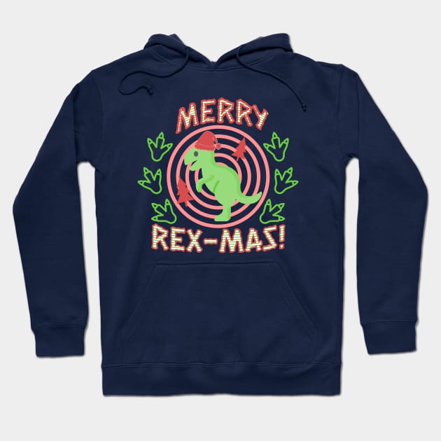 Merry Rex-mas Kids Dinosaur Christmas Hoodie by EvolvedandLovingIt